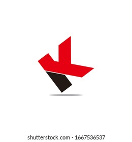 letter yk abstract simple geometric shadow symbol logo vector