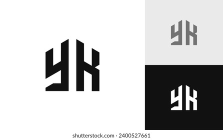 Letter YK initial with house shape logo design