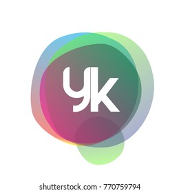 Letter YK logo with colorful splash background, letter combination logo design for creative industry, web, business and company.
