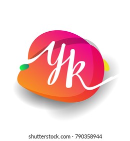 Letter YK logo with colorful splash background, letter combination logo design for creative industry, web, business and company.