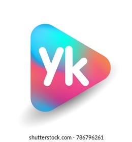 Letter YK logo in triangle shape and colorful background, letter combination logo design for business and company identity.
