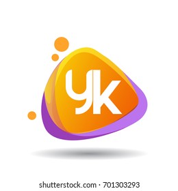 Letter YK logo in triangle splash and colorful background.