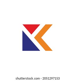 letter yk simple geometric square colorful logo vector
