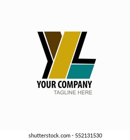 Letter YL abstract logo design template elements yellow blue color