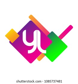 Letter YL logo with colorful geometric shape, letter combination logo design for creative industry, web, business and company.