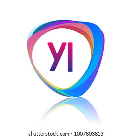 Letter YL logo with colorful splash background, letter combination logo design for creative industry, web, business and company.