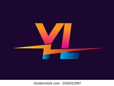 Letter YL logo with Lightning icon, letter combination Power Energy Logo design for Creative Power ideas, web, business and company.