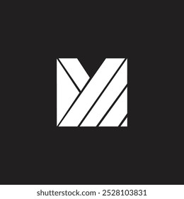 Letter YM or My logo design modern minimal elegant vector art, y lowercase letter