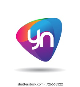 Letter YN logo with colorful splash background, letter combination logo design for creative industry, web, business and company.