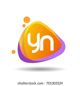 Letter YN logo in triangle splash and colorful background.