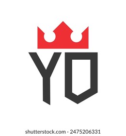 Letter YO Crown Logo. Crown on Letter YO Logo Design Template