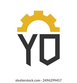 Letter YO Gear Logo Design for Service Center, Repair, Factory, Industrial, Digital and Mechanical Business