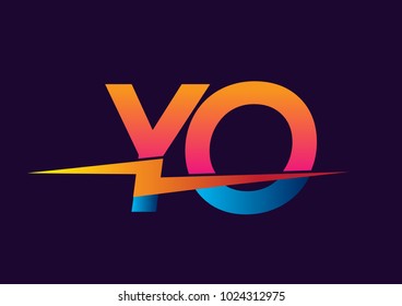 Letter YO logo with Lightning icon, letter combination Power Energy Logo design for Creative Power ideas, web, business and company.