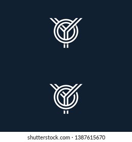 letter YO OY line art 2 lines logo template sticker