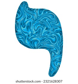 Letter Yodi Of The Hebrew Alphabet With Liquid Marble Texture Vector Illustration