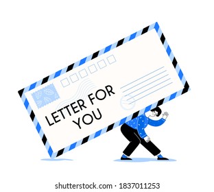 Letter for you. Woman Holds Envelope Hands.Girl with Letter in Flat Style. Message notification. vector stock illustration.