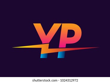 Letter YP logo with Lightning icon, letter combination Power Energy Logo design for Creative Power ideas, web, business and company.