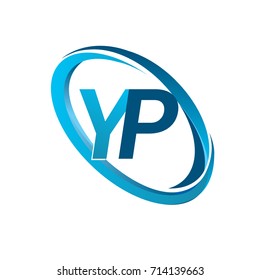 letter YP logotype design for company name colored blue swoosh. vector logo for business and company identity.
