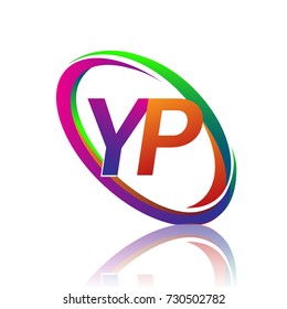 letter YP logotype design for company name colorful swoosh. vector logo for business and company identity.