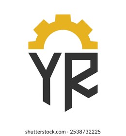 Letter YR Gear Logo Design for Service Center, Repair, Factory, Industrial, Digital and Mechanical Business