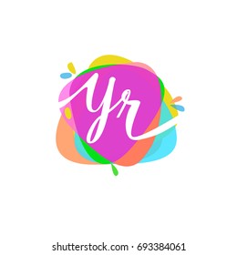 Letter YR logo with colorful splash background.