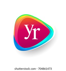 Letter YR logo in triangle shape and colorful background, letter combination logo design for company identity.