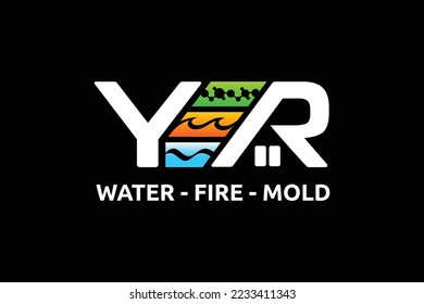 Letter YR logo, water-fire-mold logo