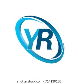 letter YR logotype design for company name colored blue swoosh. vector logo for business and company identity.