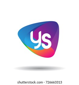 Letter YS logo with colorful splash background, letter combination logo design for creative industry, web, business and company.