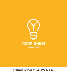 Letter YS or SY lightbulb shape simple linear logo vector icon illustration. Initial YS monogram design concept