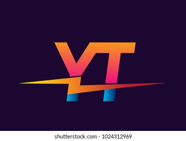 Letter YT logo with Lightning icon, letter combination Power Energy Logo design for Creative Power ideas, web, business and company.