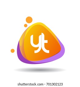 Letter YT logo in triangle splash and colorful background.