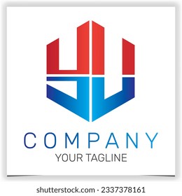 letter YU initial hexagon logo icon premium elegant template vector eps 10
