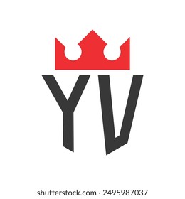 Letter YV Crown Logo. Crown on Letter YV Logo Design Template