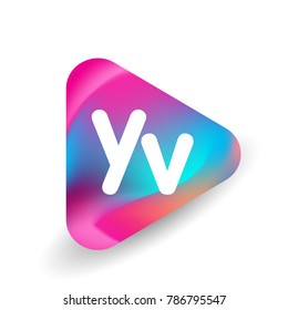 Letter YV logo in triangle shape and colorful background, letter combination logo design for business and company identity.
