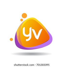 Letter YV logo in triangle splash and colorful background.