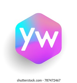 Letter YW logo in hexagon shape and colorful background, letter combination logo design for business and company identity.
