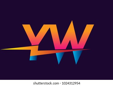 Letter YW logo with Lightning icon, letter combination Power Energy Logo design for Creative Power ideas, web, business and company.