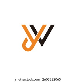 letter yw simple geometric lines colorful logo vector 