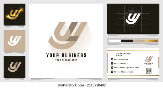 Logo de monograma de letras yw o uy con diseño de tarjeta de visita
