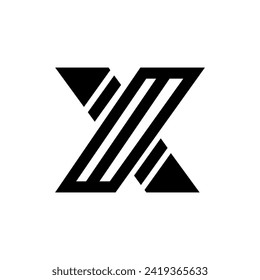 Letter Yx initial with minimal modern unique shape monogram logo design