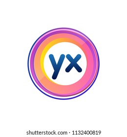 Letter YX logo with colorful circle, letter combination logo design with ring, circle object for creative industry, web, business and company.