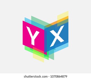 Letter YX logo with colorful geometric shape, letter combination logo design for creative industry, web, business and company.
