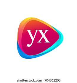 Letter YX logo in triangle shape and colorful background, letter combination logo design for company identity.
