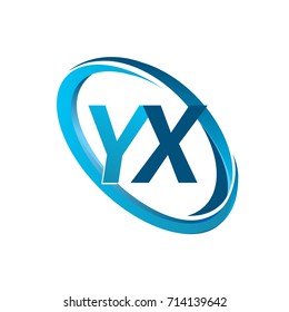 letter YX logotype design for company name colored blue swoosh. vector logo for business and company identity.