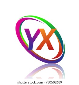 letter YX logotype design for company name colorful swoosh. vector logo for business and company identity.