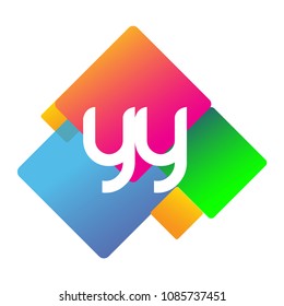 Letter YY logo with colorful geometric shape, letter combination logo design for creative industry, web, business and company.