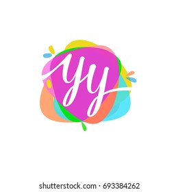 Letter YY logo with colorful splash background.