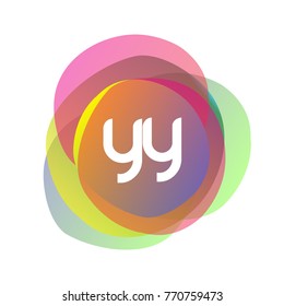 Letter YY logo with colorful splash background, letter combination logo design for creative industry, web, business and company.
