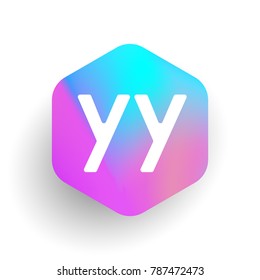 Letter YY logo in hexagon shape and colorful background, letter combination logo design for business and company identity.
